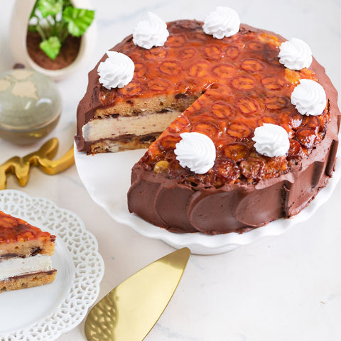 Chocolate Chip Banana Foster Cheesecake