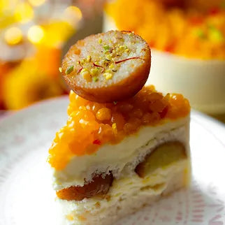 Gulab Jamun and Motichoor Boondi Cheesecake